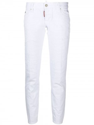 Укороченные джинсы с нашивкой-логотипом Dsquared2. Цвет: белый