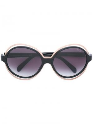 Солнцезащитные очки в круглой оправе Emilio Pucci. Цвет: чёрный