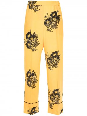 Укороченные брюки с цветочным принтом Nº21. Цвет: желтый
