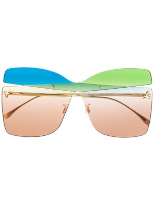 Солнцезащитные очки Karligraphy в массивной оправе Fendi Eyewear. Цвет: золотистый