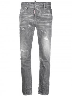 Укороченные джинсы скинни с эффектом потертости Dsquared2. Цвет: серый