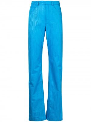 Прямые брюки из ткани муар Marine Serre. Цвет: синий