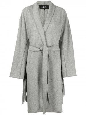 Пальто с бахромой и завязками Luisa Cerano. Цвет: серый