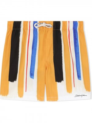 Плавки-шорты в полоску Dolce & Gabbana Kids. Цвет: белый