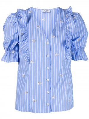 Полосатая рубашка с пайетками LIU JO. Цвет: синий