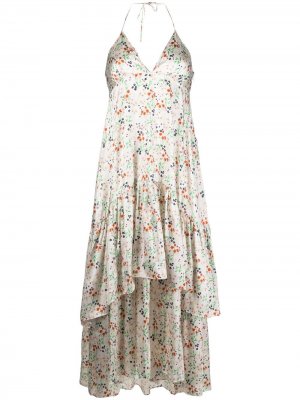 LAutre Chose ярусное платье с вырезом халтер и цветочным принтом L'Autre. Цвет: белый