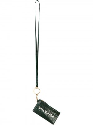 Кошелек на молнии со шнурком шею Balenciaga. Цвет: серый