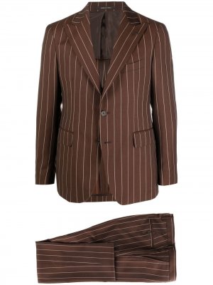 Полосатый костюм с однобортным пиджаком Tagliatore. Цвет: коричневый
