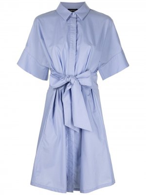 Платье-рубашка с завязками спереди Emporio Armani. Цвет: синий