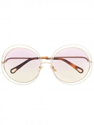 Солнцезащитные очки в массивной оправе Chloé Eyewear. Цвет: золотистый