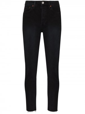 Укороченные джинсы с необработанными краями RE/DONE. Цвет: черный