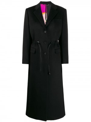 Пальто макси с кулиской Salvatore Ferragamo. Цвет: черный