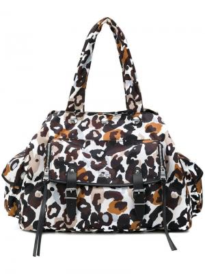Объемная сумка-тоут с откидным верхом и леопардовым принтом Sonia Rykiel. Цвет: коричневый