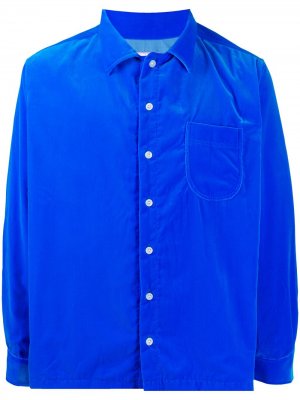Вельветовая рубашка с косым воротником ERL. Цвет: синий