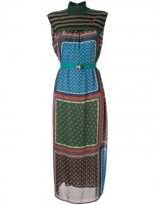 Платье миди со вставками Kolor. Цвет: зеленый
