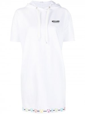 Платье-футболка с логотипом на подоле Moschino. Цвет: белый