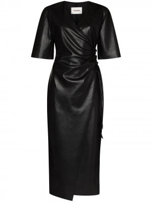 Платье Helisa с запахом и короткими рукавами Nanushka. Цвет: черный