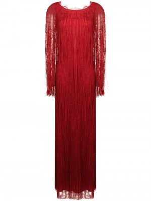 Вечернее платье с бахромой Alberta Ferretti. Цвет: красный