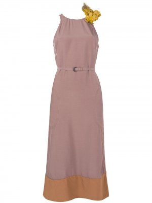 Платье миди в стиле колор-блок Bottega Veneta. Цвет: нейтральные цвета