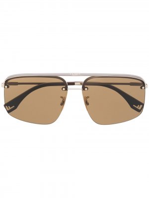 Солнцезащитные очки в прямоугольной оправе Fendi Eyewear. Цвет: золотистый