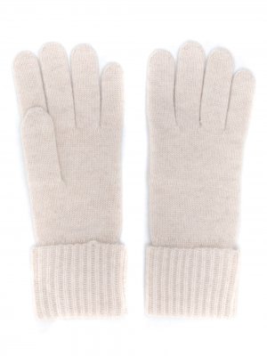 Кашемировые перчатки в рубчик N.Peal. Цвет: нейтральные цвета