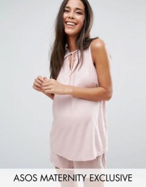Пижамный комплект с шортами для беременных ASOS Maternity. Цвет: розовый