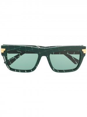 Солнцезащитные очки в квадратной оправе Bottega Veneta Eyewear. Цвет: зеленый