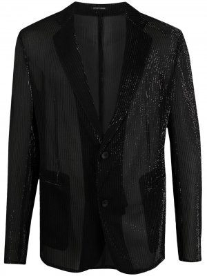 Однобортный пиджак с эффектом металлик Emporio Armani. Цвет: черный