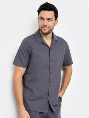 Мужская рубашка из премиального льна Mark Formelle. Цвет: т.серый