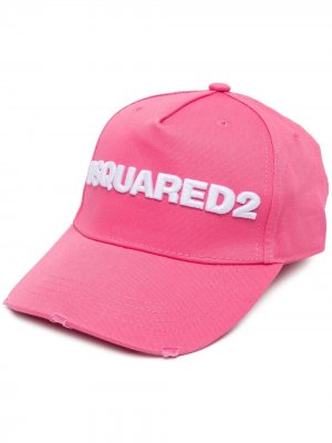 Шестипанельная кепка с вышитым логотипом Dsquared2. Цвет: розовый