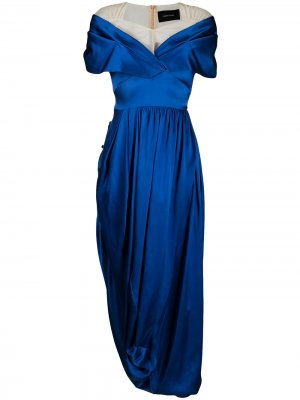Платье асимметричного кроя с открытыми плечами Simone Rocha. Цвет: синий