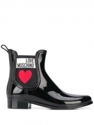 Непромокаемые ботинки с принтом Love Moschino. Цвет: черный