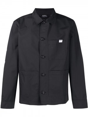 Куртка-рубашка на пуговицах с нашивкой-логотипом A.P.C.. Цвет: черный