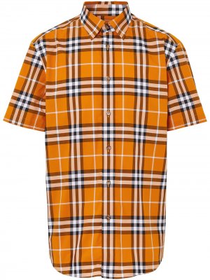 Клетчатая рубашка с короткими рукавами Burberry. Цвет: оранжевый