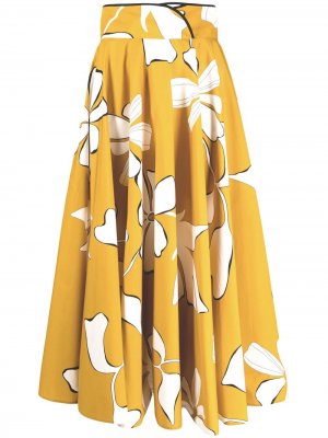 Юбка миди с цветочным принтом Gentry Portofino. Цвет: желтый