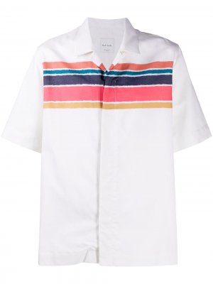 Полосатая рубашка с короткими рукавами PAUL SMITH. Цвет: нейтральные цвета
