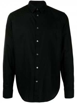 Рубашка с длинными рукавами и монограммой Emporio Armani. Цвет: черный