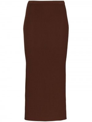 Трикотажная юбка миди Espera в рубчик Totême. Цвет: коричневый