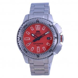 M-Force Orange Dial Stainless Steel Automatic Diver s RA-AC0N02Y10B 200M Мужские часы Orient