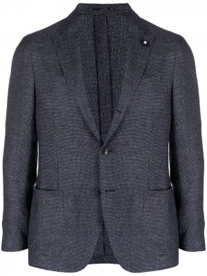 Однобортный пиджак с заостренными лацканами Lardini. Цвет: синий