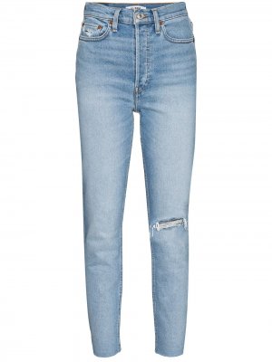 Укороченные джинсы кроя слим из винтажного денима RE/DONE. Цвет: синий