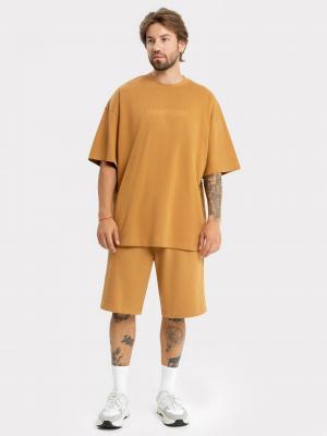 Комплект мужской (футболка, шорты) Mark Formelle. Цвет: бронзовый +печать