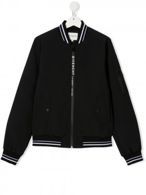 Куртка с контрастными полосками Givenchy Kids. Цвет: черный