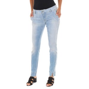 Длинные джинсовые брюки с эффектом потертости и узким низом 70DBF0282-D762 женщина MET