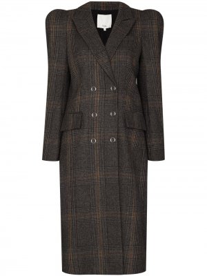 Двубортное пальто Matswool с объемными плечами Tibi. Цвет: серый
