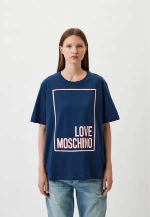 Футболка Love Moschino. Цвет: синий