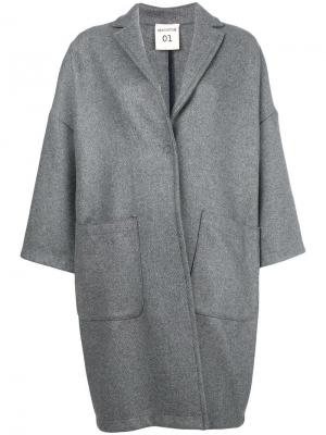 Пальто в стиле оверсайз на пуговицах Semicouture. Цвет: серый