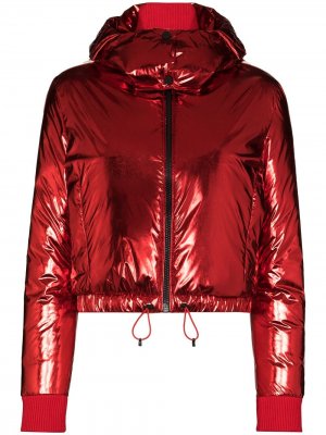 Лыжная куртка-пуховик с капюшоном и принтом Perfect Moment. Цвет: красный