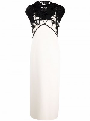 Платье на тонких бретелях с вышивкой Jil Sander. Цвет: белый