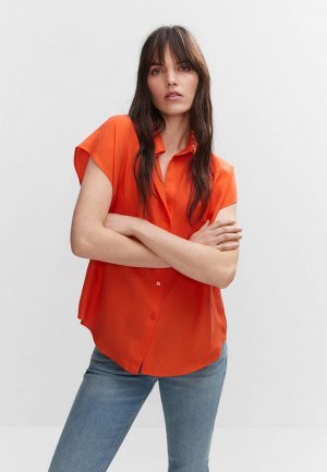 Рубашка Mango. Цвет: оранжевый